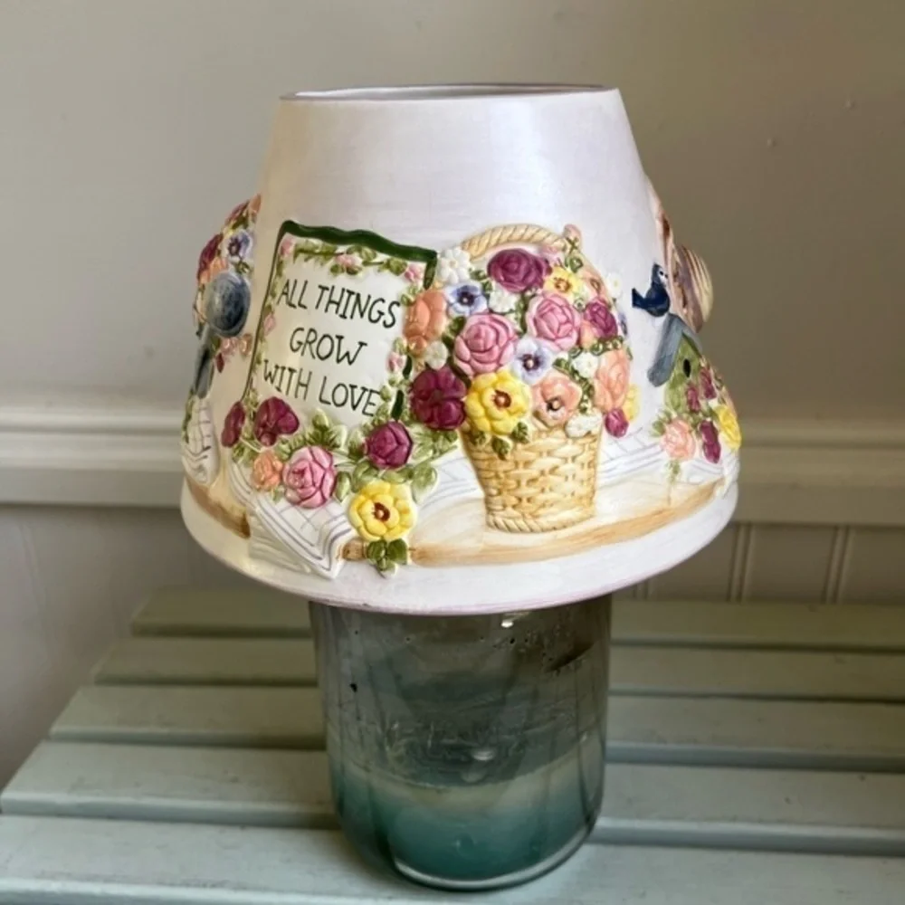 Spring Blossom Gardener’s Large Candle Shade by Laurie Korsgaden Watercolors NWT